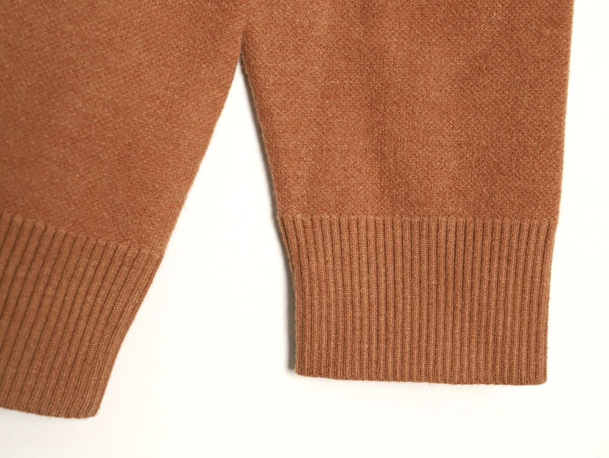 Balenciaga Cola-Style Logo Jacquard Brown Wool Knit Sweater
