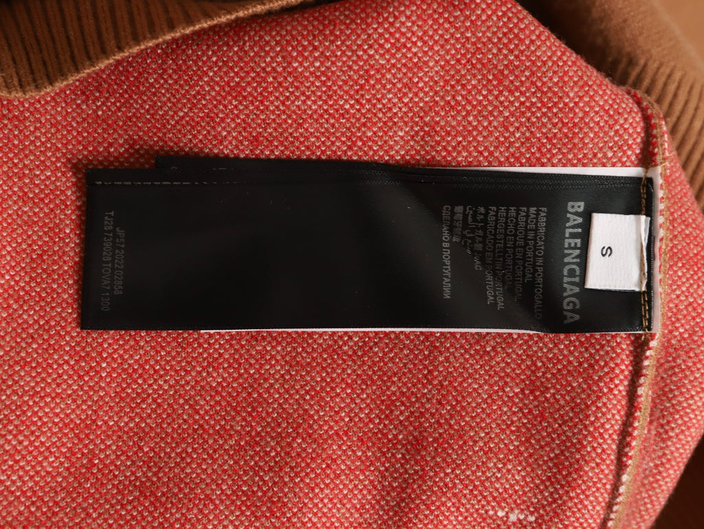 Balenciaga Cola-Style Logo Jacquard Brown Wool Knit Sweater