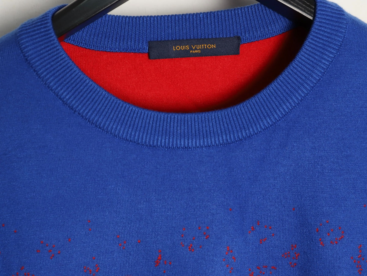 Louis Vuitton Monogram Starry Gradient Blue Wool Knit Sweater
