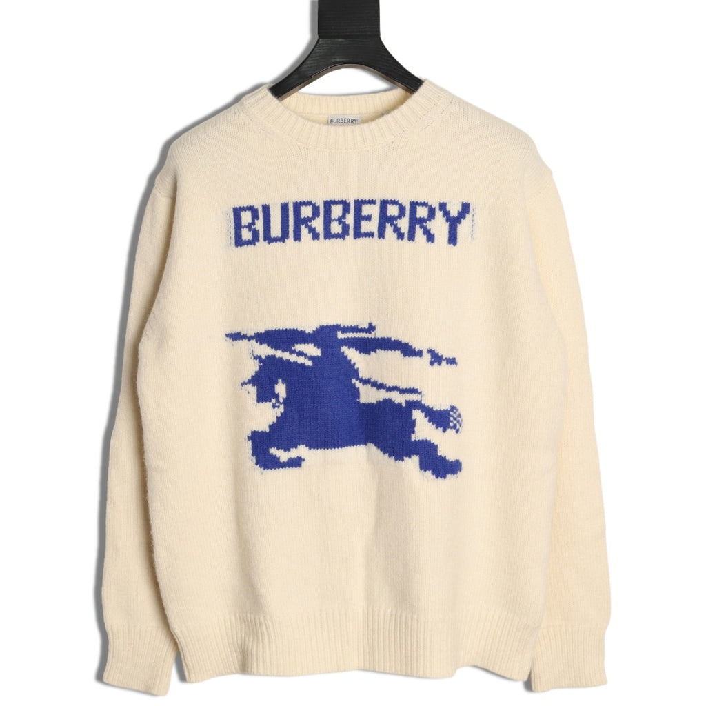 Burberry Oversized Equestrian Knight Jacquard Cream Cashmere Sweater