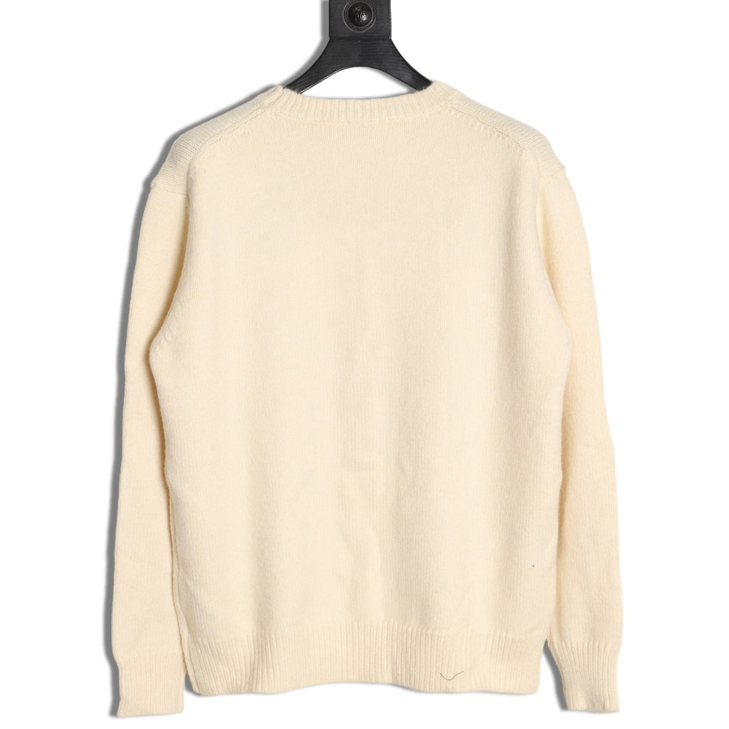 Burberry Oversized Equestrian Knight Jacquard Cream Cashmere Sweater