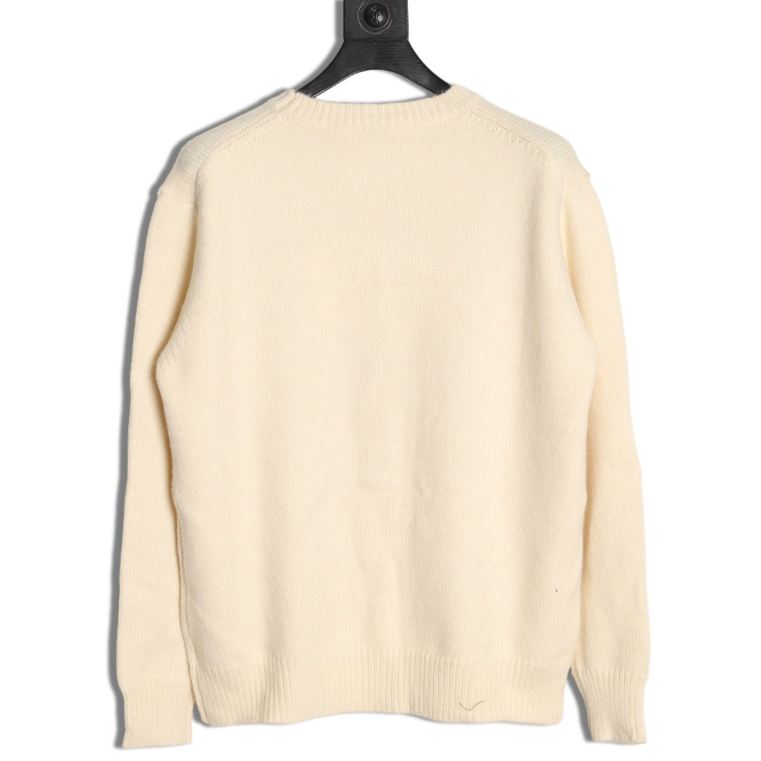 Burberry Oversized Equestrian Knight Jacquard Cream Cashmere Sweater