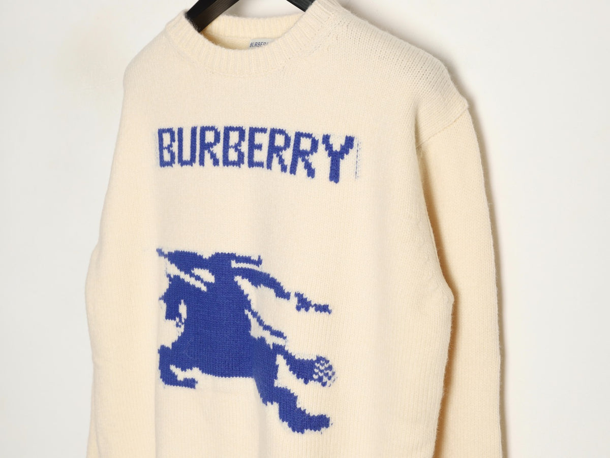 Burberry Oversized Equestrian Knight Jacquard Cream Cashmere Sweater