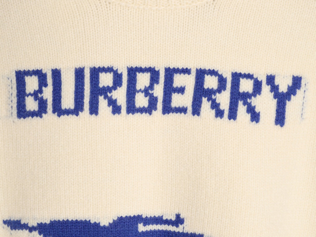 Burberry Oversized Equestrian Knight Jacquard Cream Cashmere Sweater
