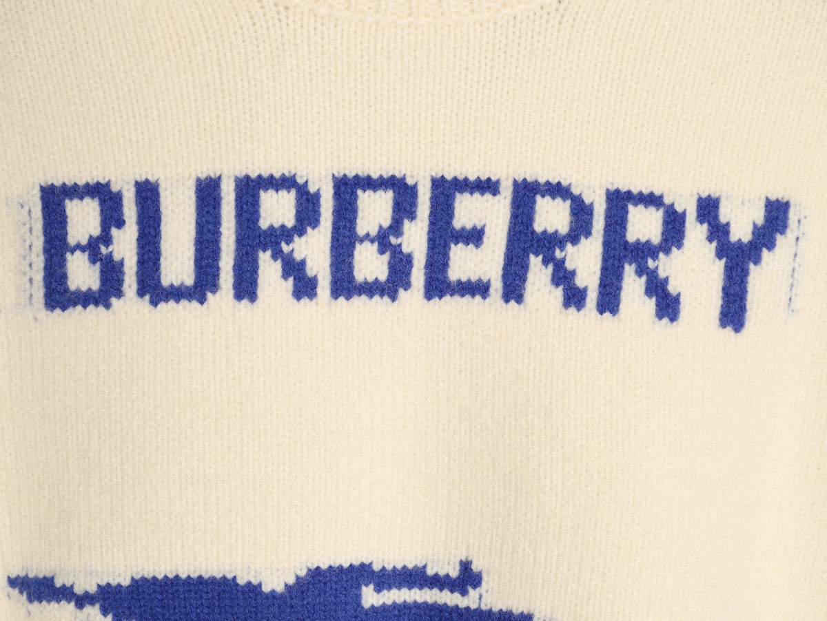 Burberry Oversized Equestrian Knight Jacquard Cream Cashmere Sweater