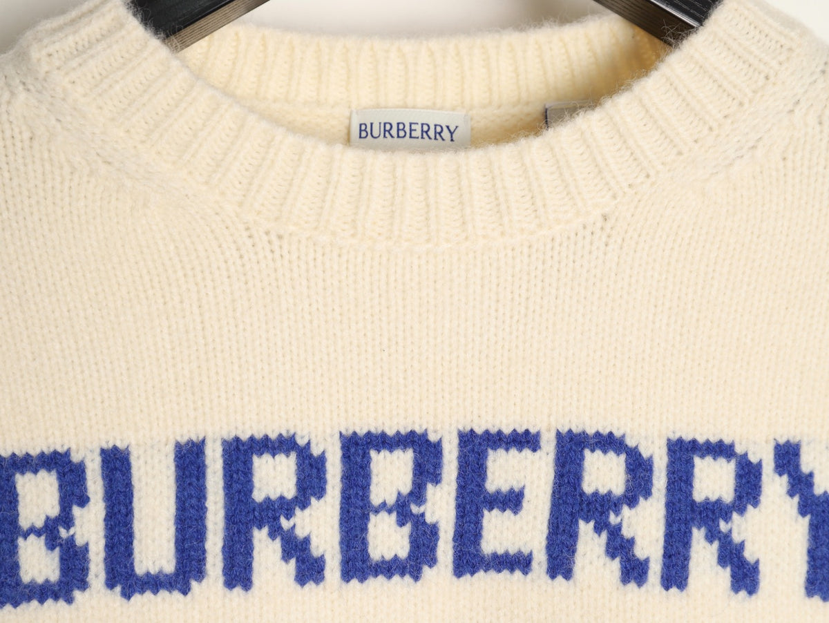 Burberry Oversized Equestrian Knight Jacquard Cream Cashmere Sweater