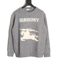 Burberry Oversized Equestrian Knight Jacquard Gray Cashmere Sweater