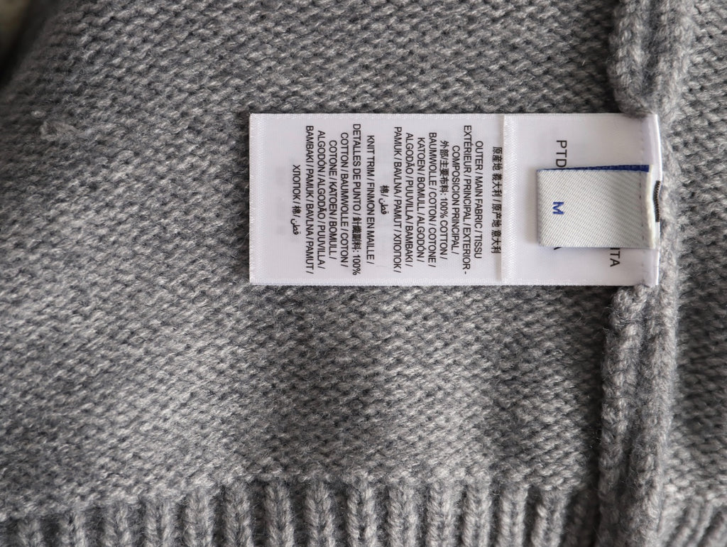 Burberry Oversized Equestrian Knight Jacquard Gray Cashmere Sweater