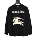 Burberry Oversized Equestrian Knight Jacquard Black Cashmere Sweater