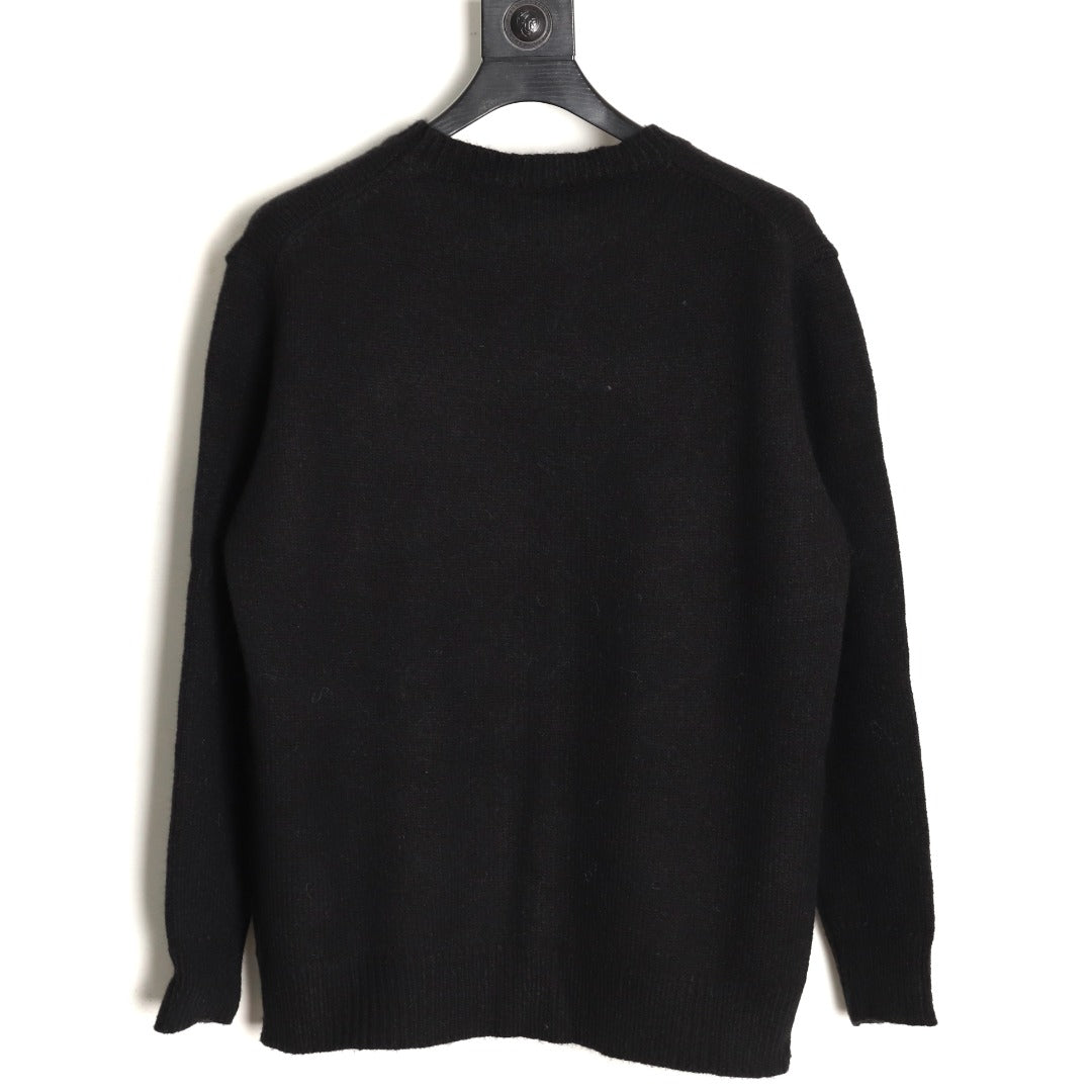 Burberry Oversized Equestrian Knight Jacquard Black Cashmere Sweater