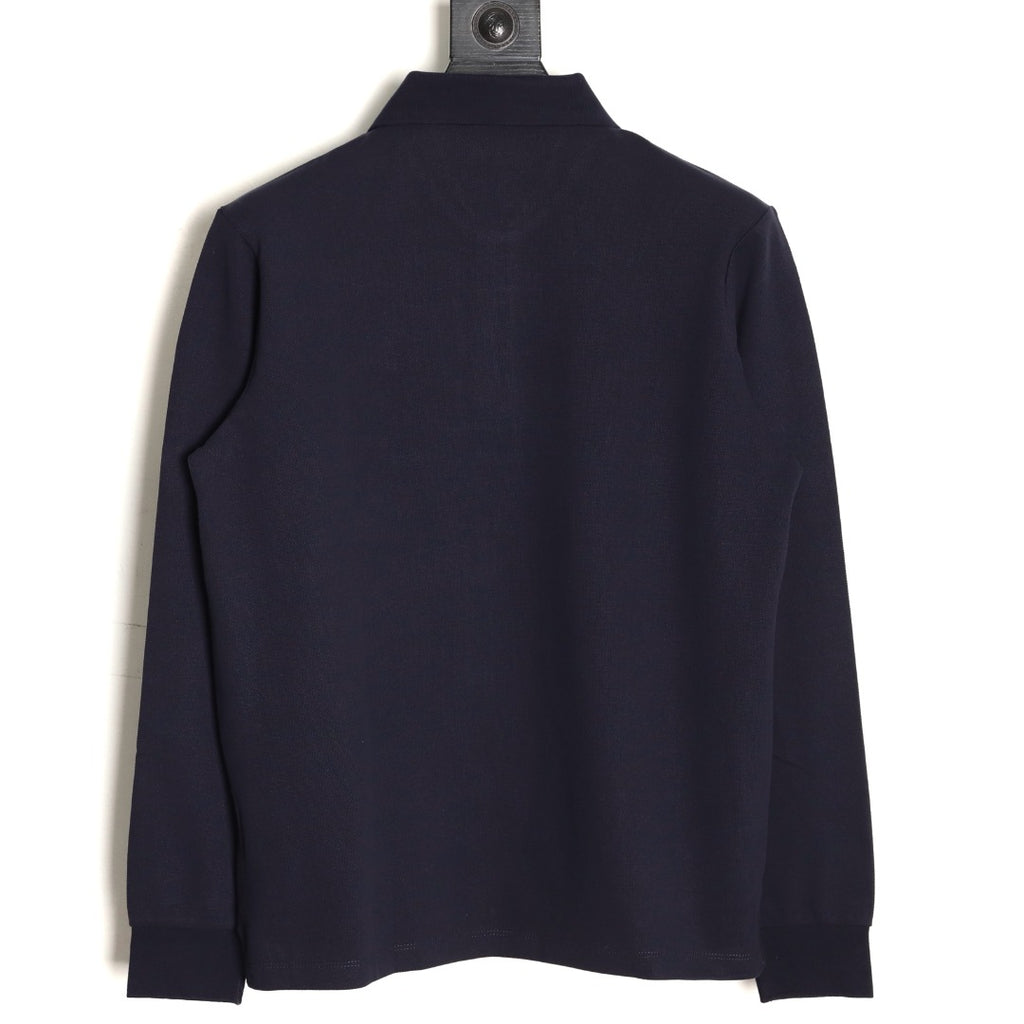 Miu Miu Classic Embroidered Logo Navy Long-Sleeve Polo Shirt