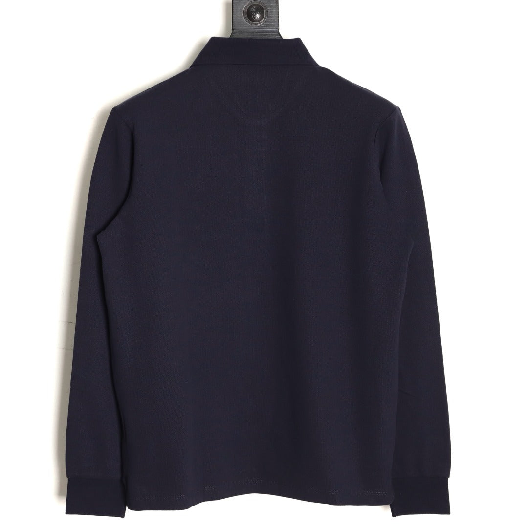 Miu Miu Classic Embroidered Logo Navy Long-Sleeve Polo Shirt