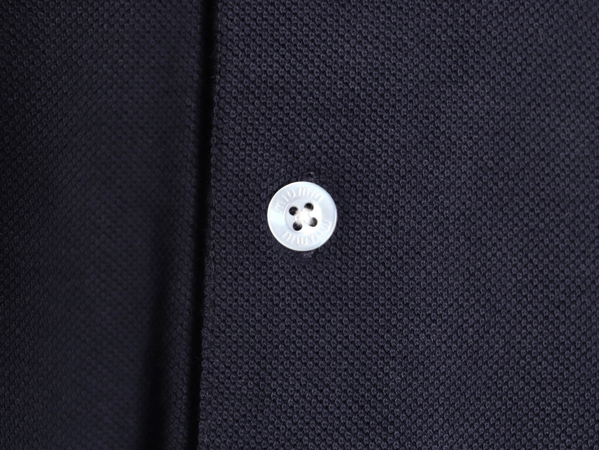 Miu Miu Classic Embroidered Logo Navy Long-Sleeve Polo Shirt