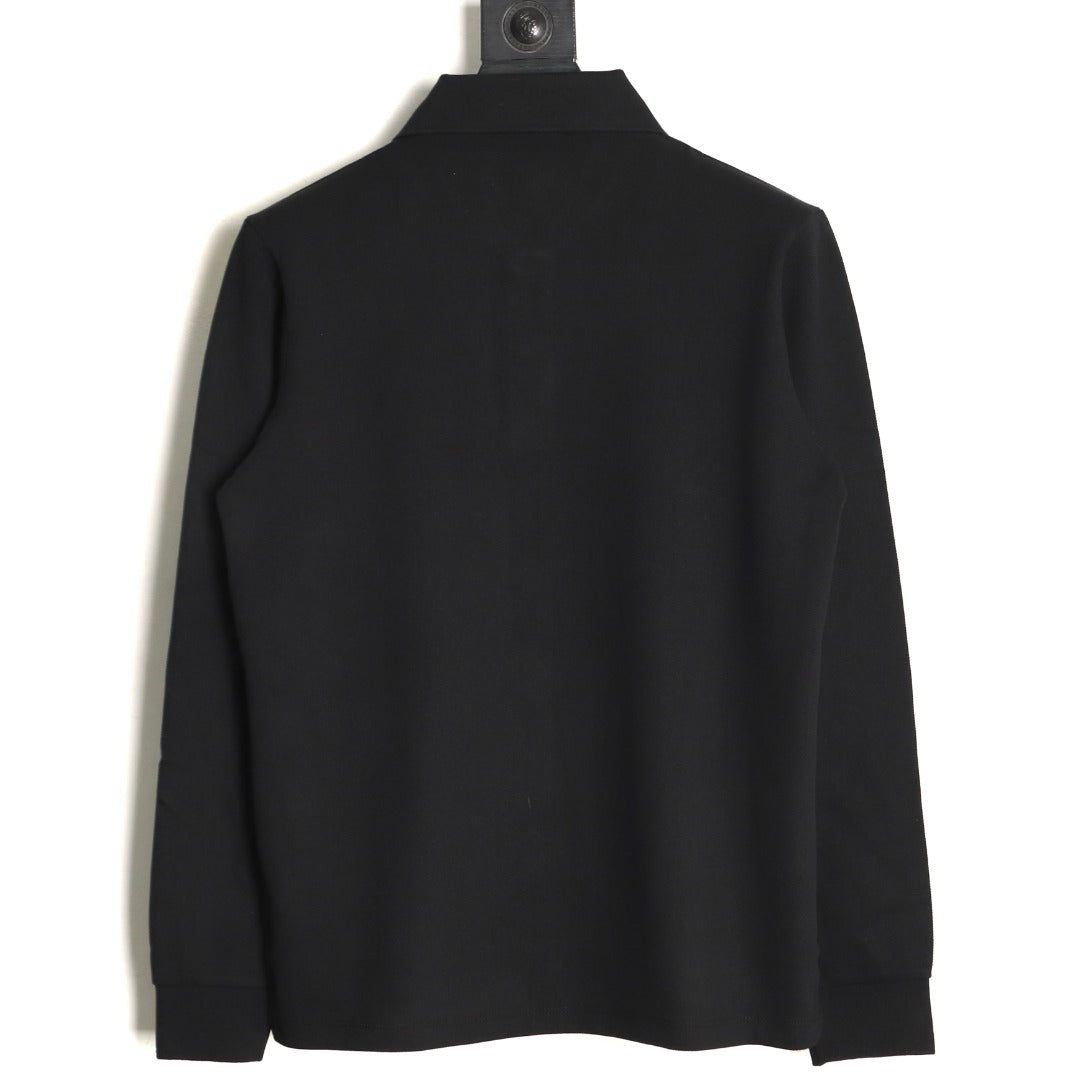 Miu Miu Classic Embroidered Logo Black Long-Sleeve Polo Shirt
