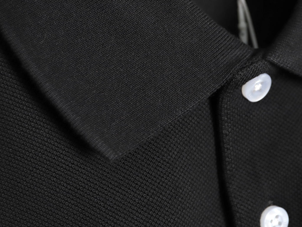 Miu Miu Classic Embroidered Logo Black Long-Sleeve Polo Shirt