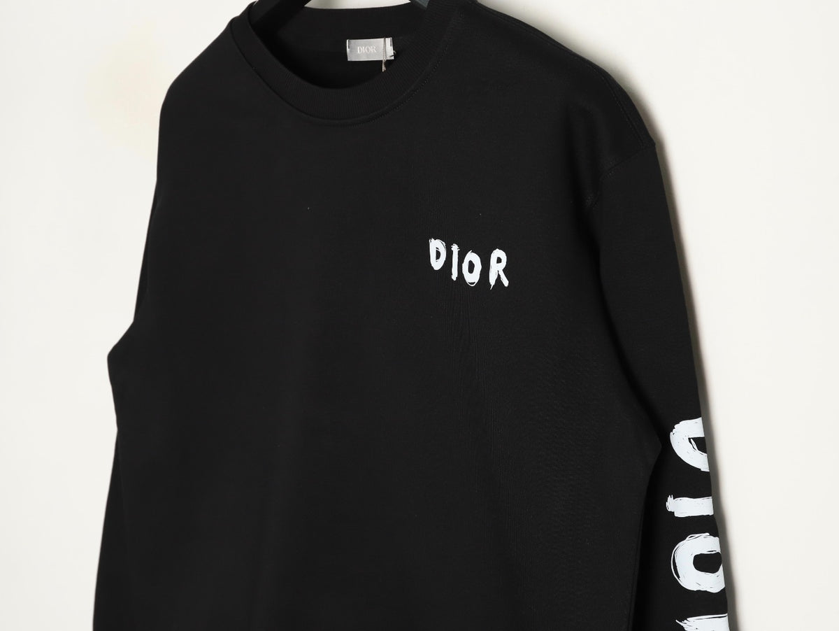Dior 25FW Arm Lettering Black Crewneck Sweatshirt