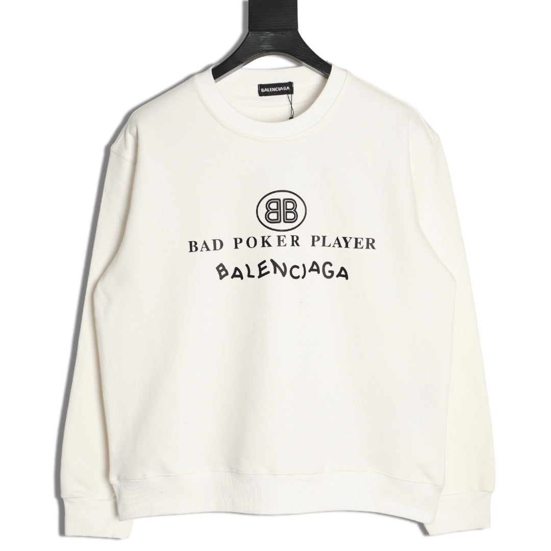Balenciaga 25FW Bad Poker Player Ivory Crewneck Sweatshirt