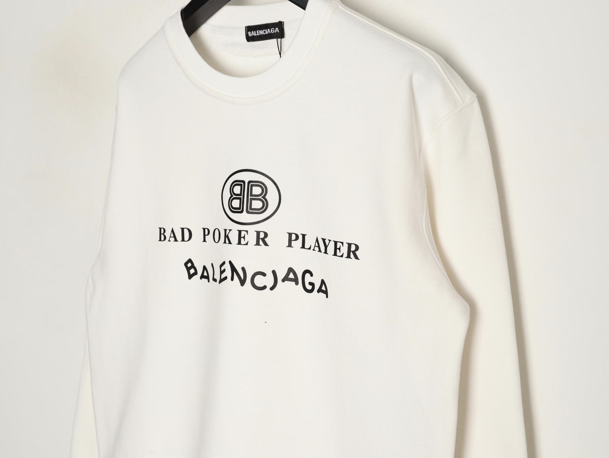 Balenciaga 25FW Bad Poker Player Ivory Crewneck Sweatshirt