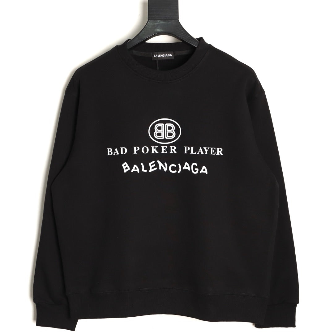Balenciaga 25FW Bad Poker Player Black Crewneck Sweatshirt