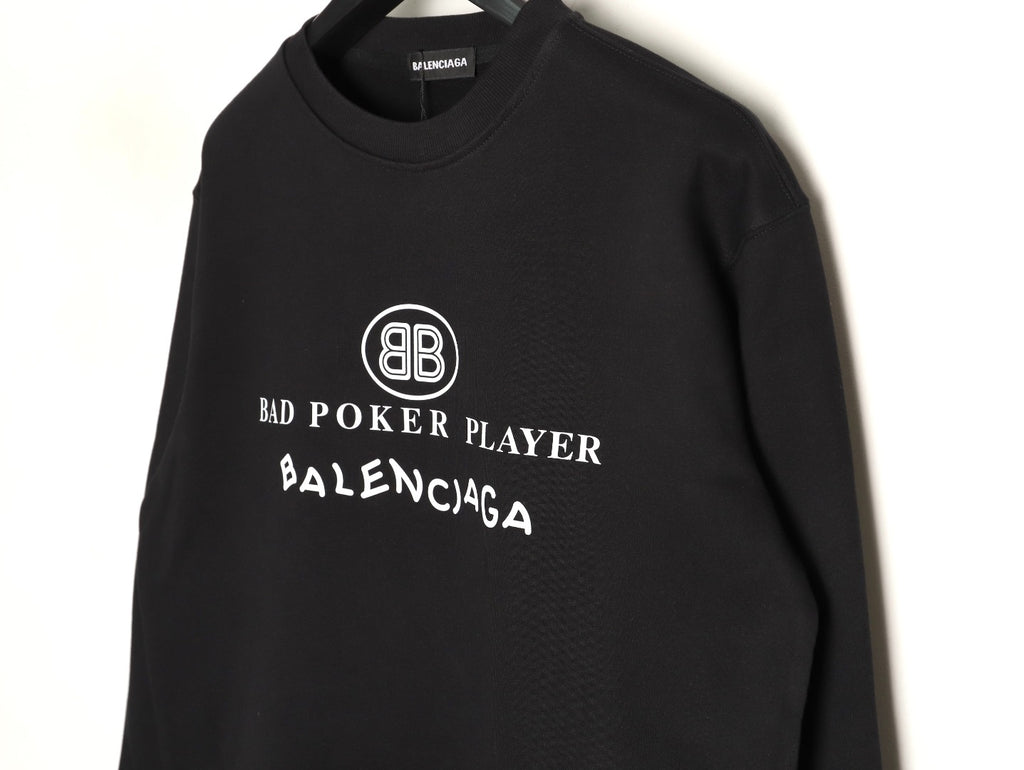 Balenciaga 25FW Bad Poker Player Black Crewneck Sweatshirt