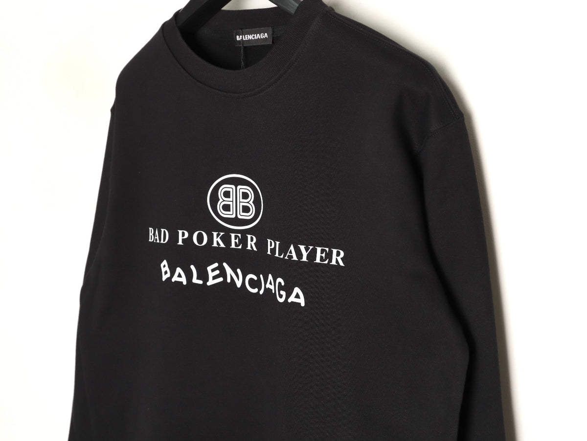 Balenciaga 25FW Bad Poker Player Black Crewneck Sweatshirt