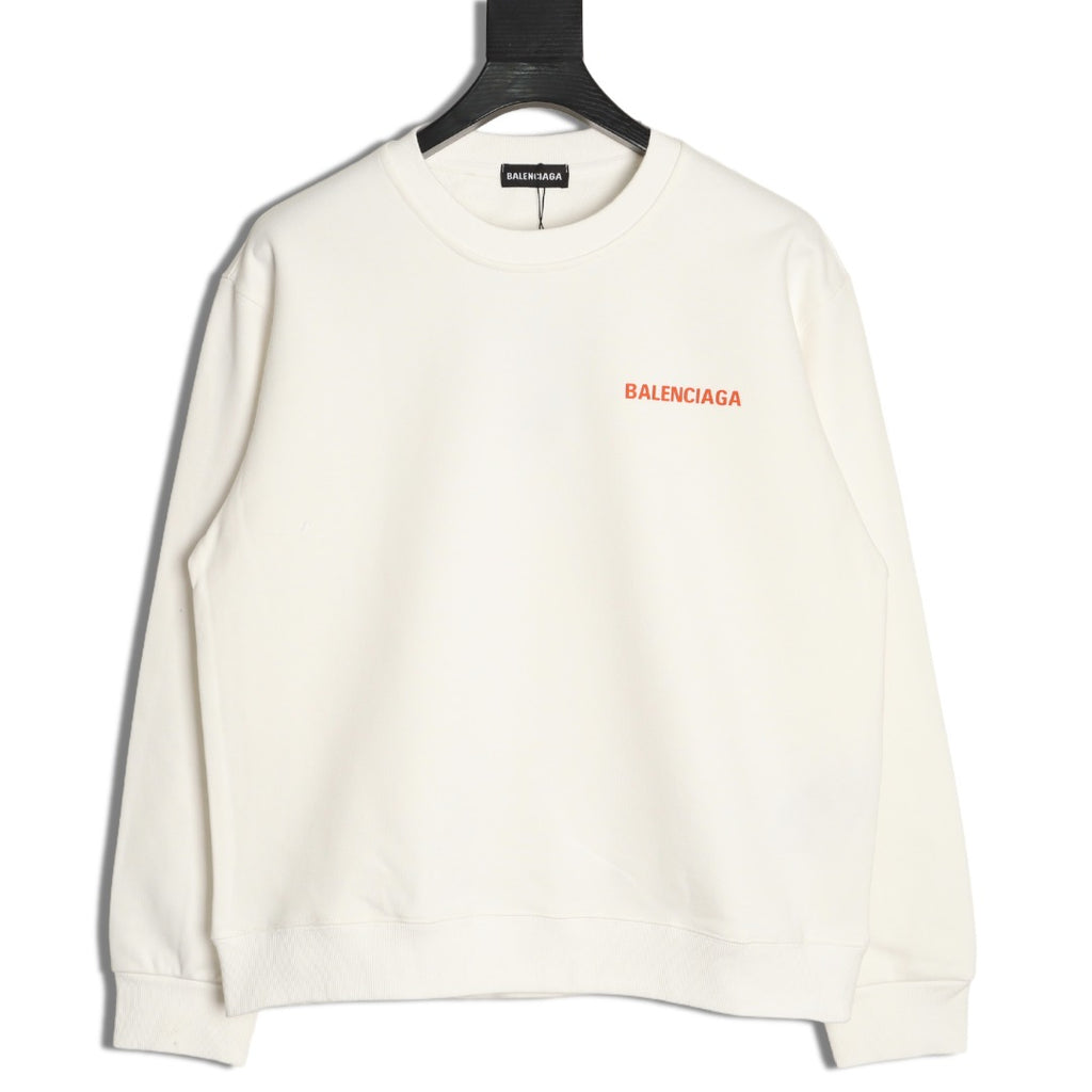 Balenciaga 25FW Small Logo Lettering Ivory Crewneck Sweatshirt