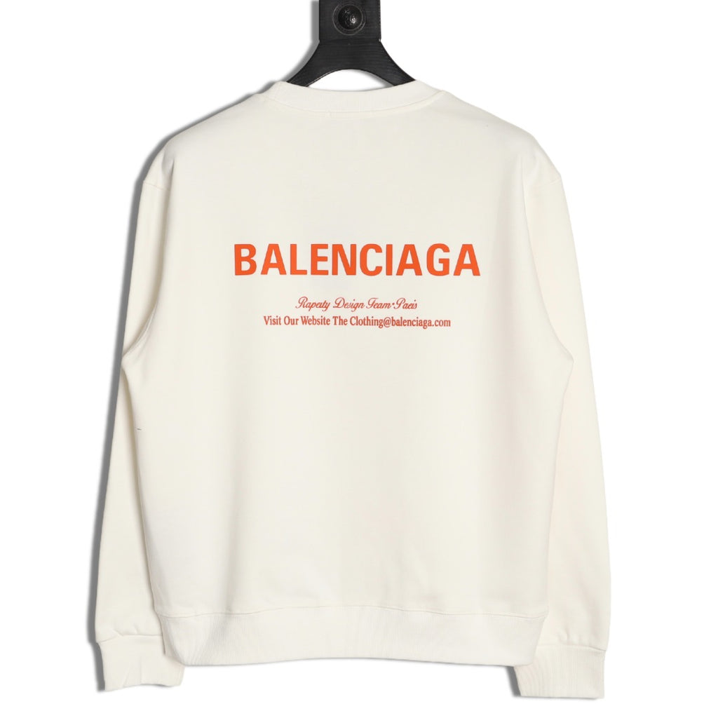 Balenciaga 25FW Small Logo Lettering Ivory Crewneck Sweatshirt