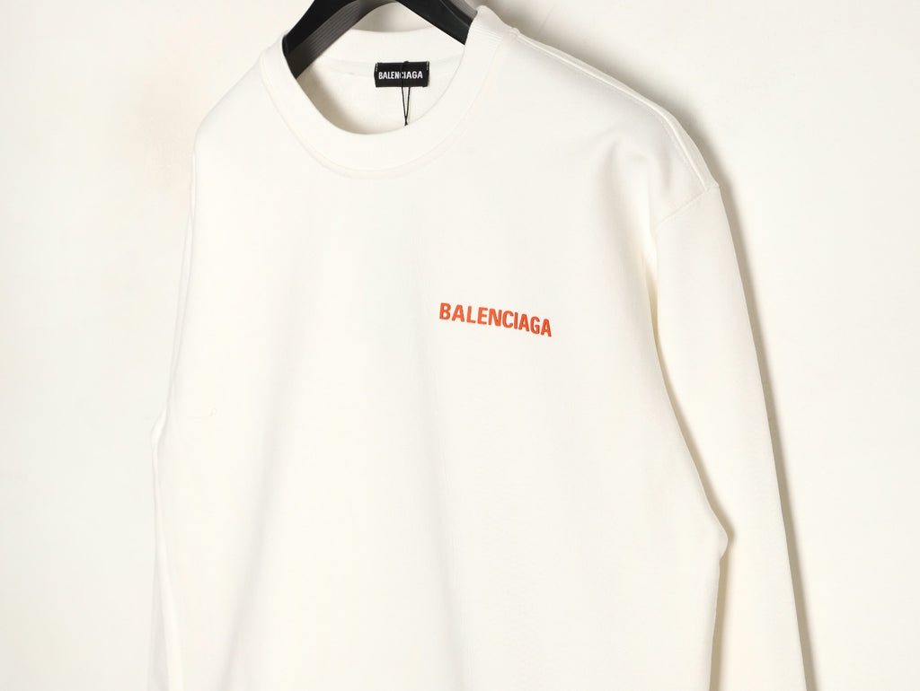 Balenciaga 25FW Small Logo Lettering Ivory Crewneck Sweatshirt