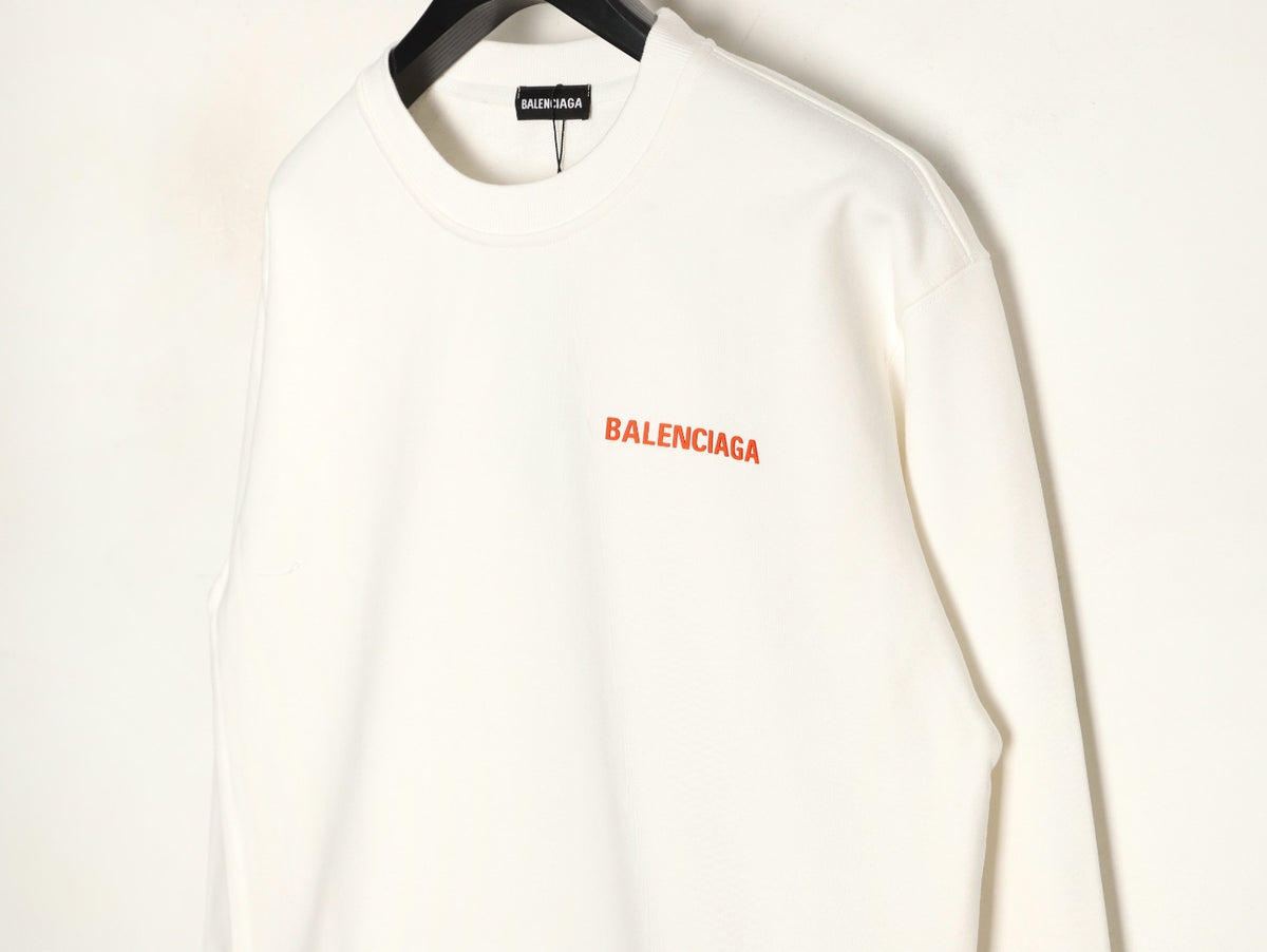 Balenciaga 25FW Small Logo Lettering Ivory Crewneck Sweatshirt
