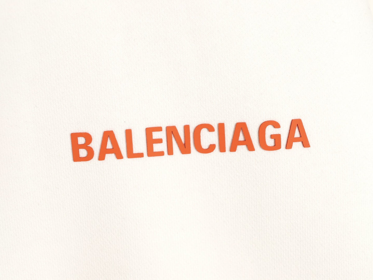 Balenciaga 25FW Small Logo Lettering Ivory Crewneck Sweatshirt