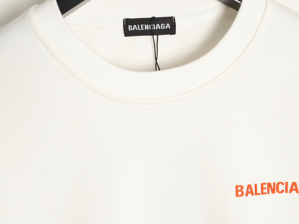 Balenciaga 25FW Small Logo Lettering Ivory Crewneck Sweatshirt