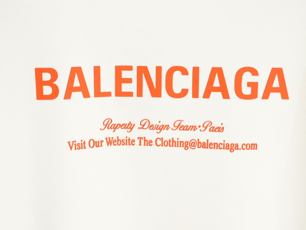 Balenciaga 25FW Small Logo Lettering Ivory Crewneck Sweatshirt
