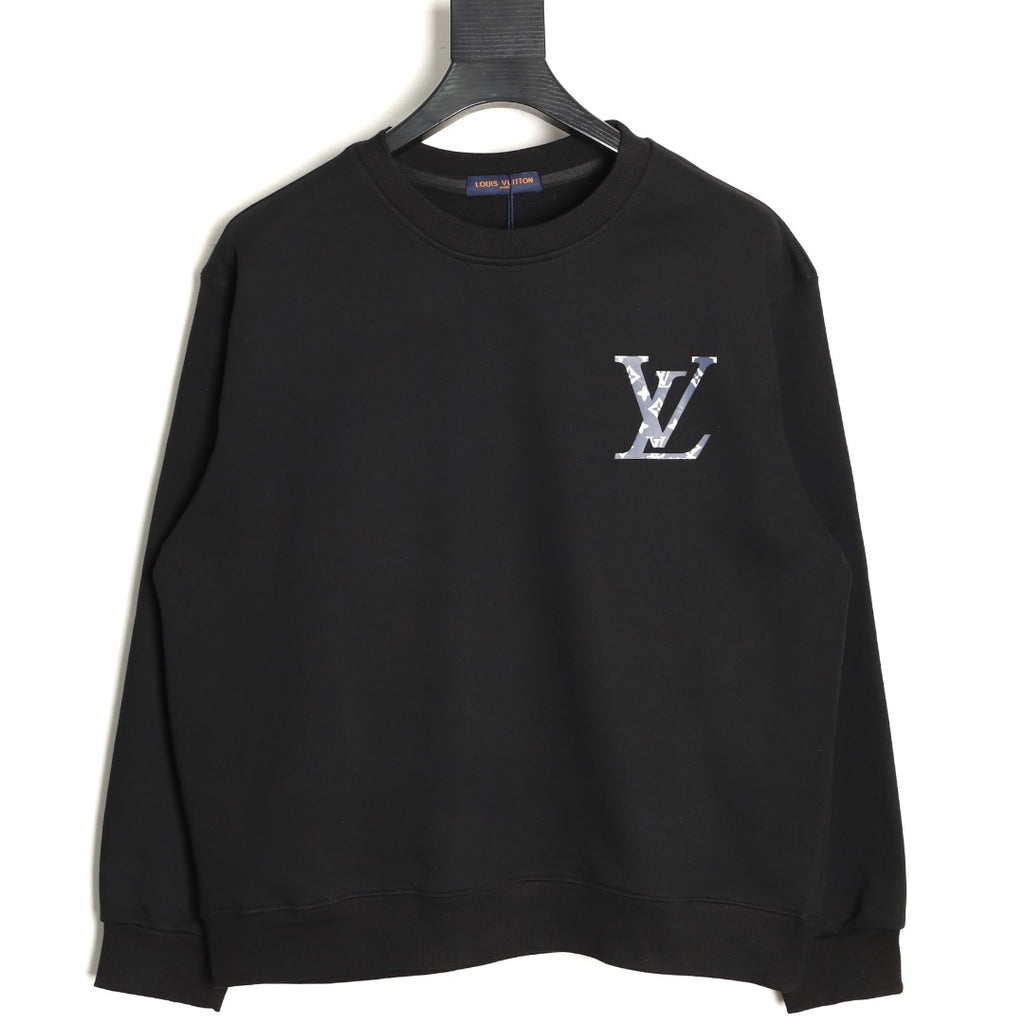 Louis Vuitton 25FW Small LV Monogram Flower Black Crewneck Sweatshirt