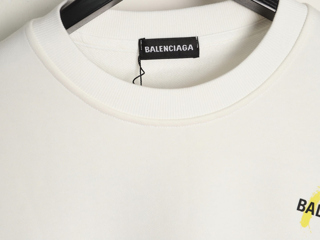 Balenciaga 25FW Color Brushstroke Logo Ivory Crewneck Sweatshirt