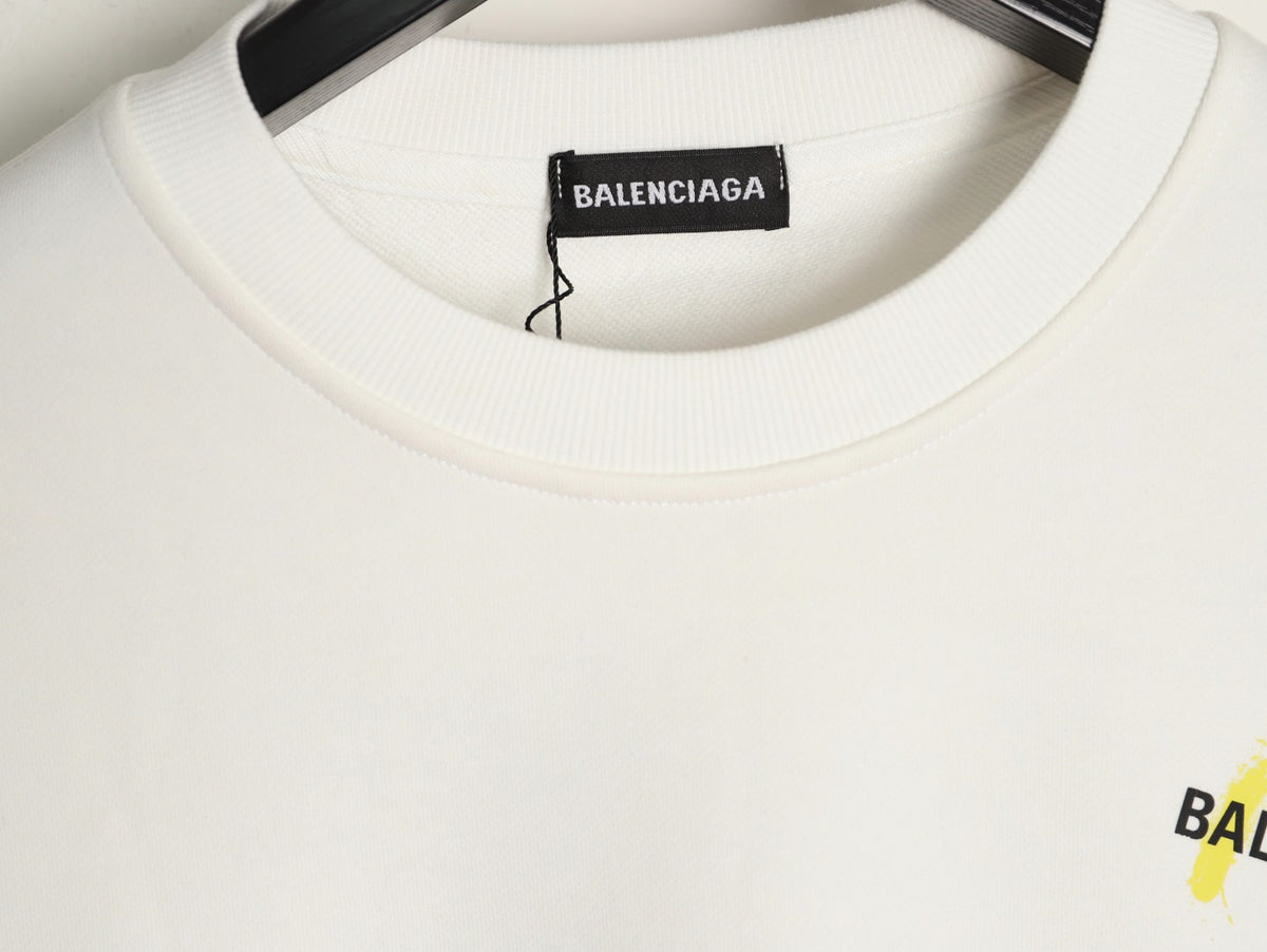 Balenciaga 25FW Color Brushstroke Logo Ivory Crewneck Sweatshirt