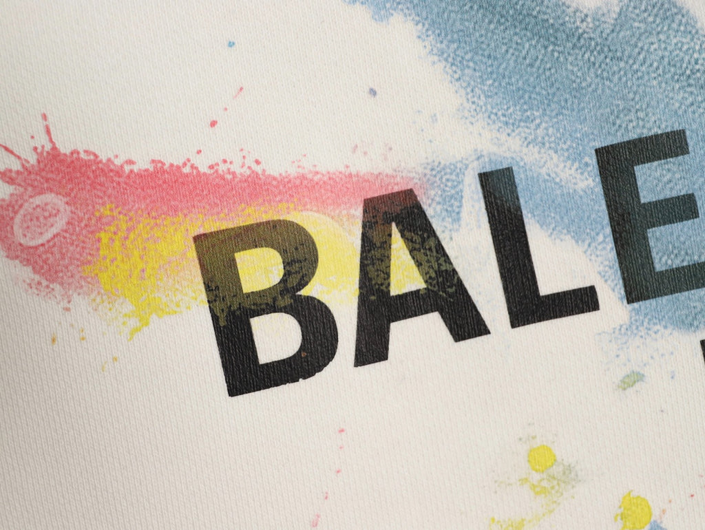 Balenciaga 25FW Color Brushstroke Logo Ivory Crewneck Sweatshirt