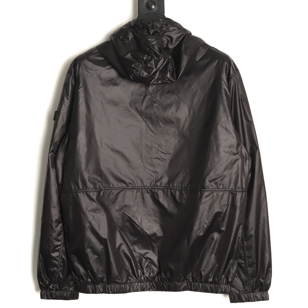 Dior CD Sleeve Badge Black Jacquard Silk Hooded Jacket