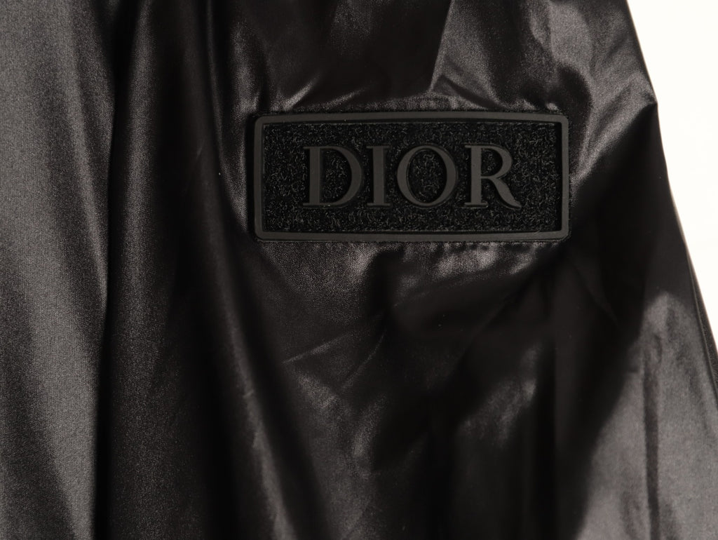 Dior CD Sleeve Badge Black Jacquard Silk Hooded Jacket
