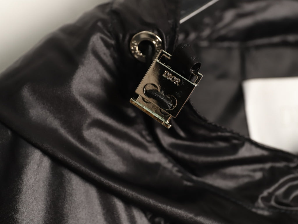 Dior CD Sleeve Badge Black Jacquard Silk Hooded Jacket