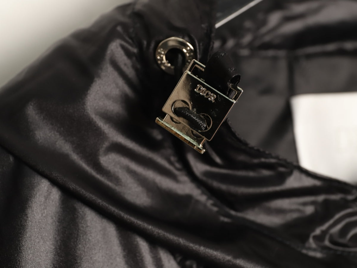 Dior CD Sleeve Badge Black Jacquard Silk Hooded Jacket
