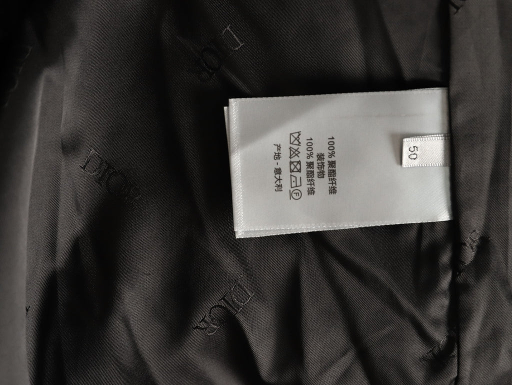 Dior CD Sleeve Badge Black Jacquard Silk Hooded Jacket