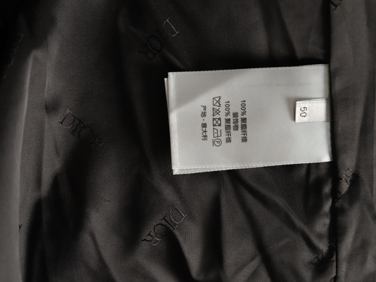 Dior CD Sleeve Badge Black Jacquard Silk Hooded Jacket