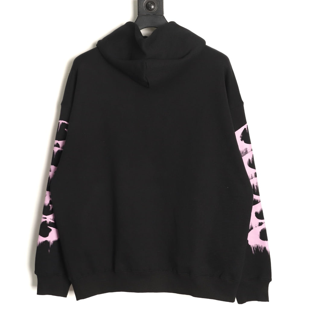 Balenciaga BLCG Pink 3B Melting-Effect Print Black Hoodie