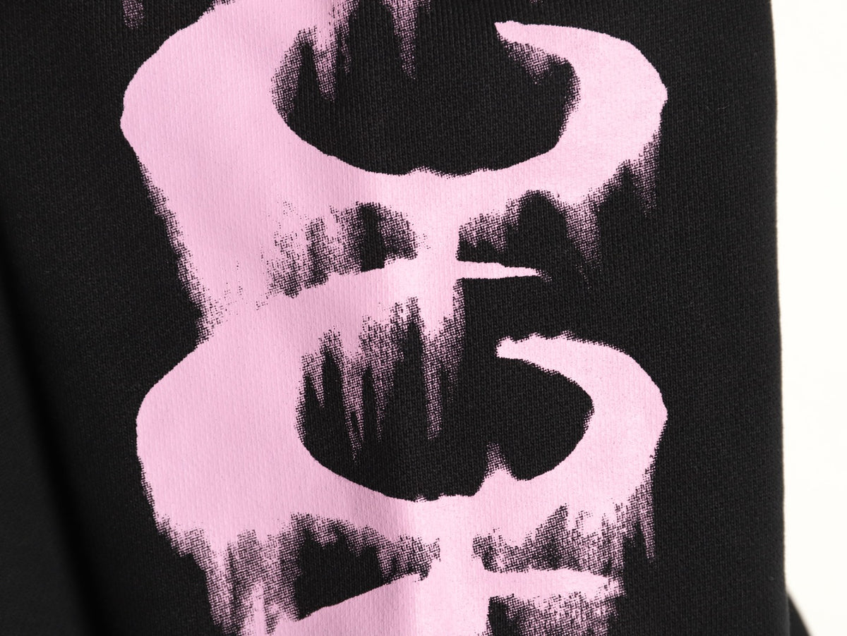 Balenciaga BLCG Pink 3B Melting-Effect Print Black Hoodie