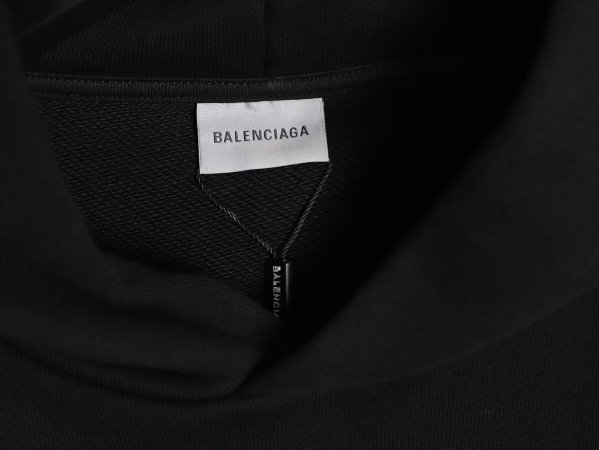 Balenciaga BLCG Pink 3B Melting-Effect Print Black Hoodie