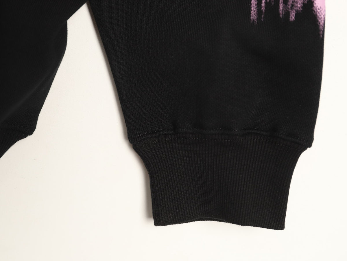 Balenciaga BLCG Pink 3B Melting-Effect Print Black Hoodie