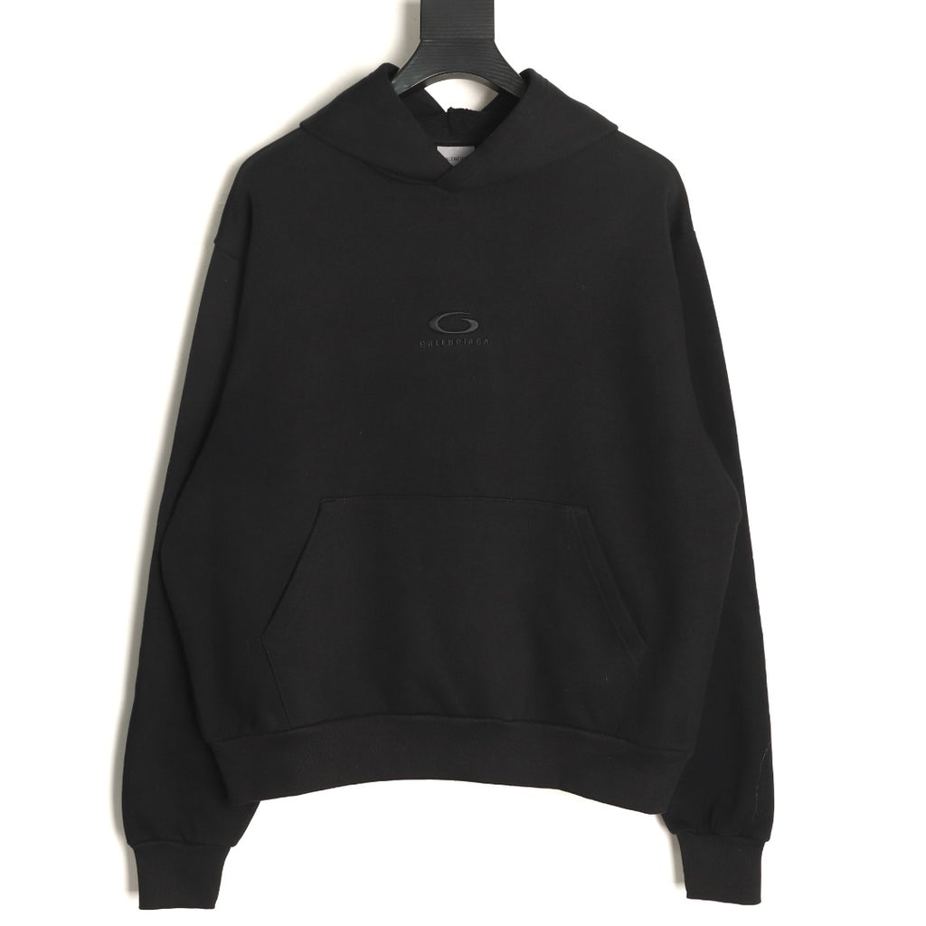 Balenciaga BLCG LOOP Ring Embroidered Black Hoodie