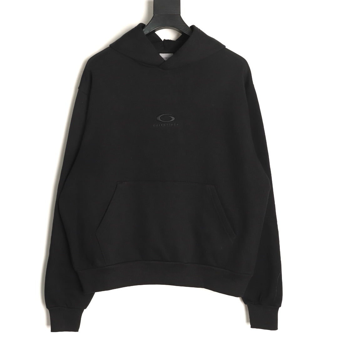 Balenciaga BLCG LOOP Ring Embroidered Black Hoodie