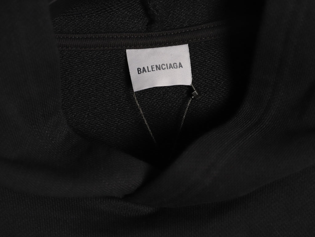 Balenciaga BLCG LOOP Ring Embroidered Black Hoodie