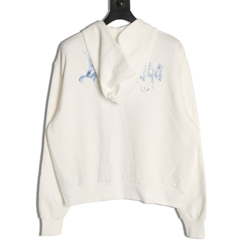 Balenciaga BLCG Sketch Blue Flame Off-White Zip-Up Hoodie